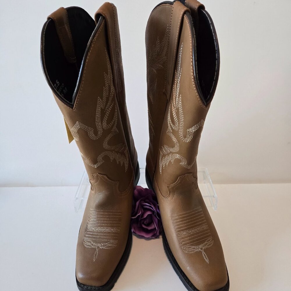 Masterson Women’s Leather Western Boots Brown Size 7.5 M NWOT Cowgirl Riding - Picture 4 of 6